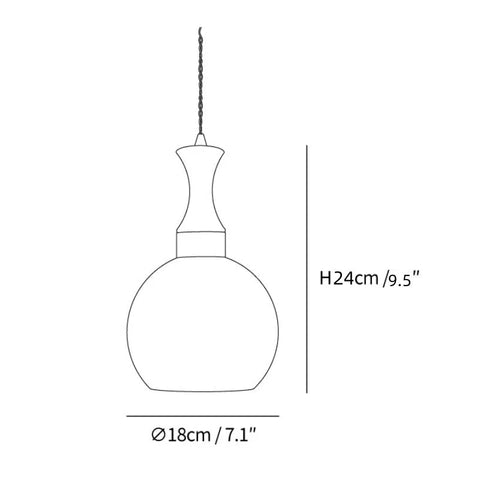 Glass Dome Pendant Light with Wood Accent