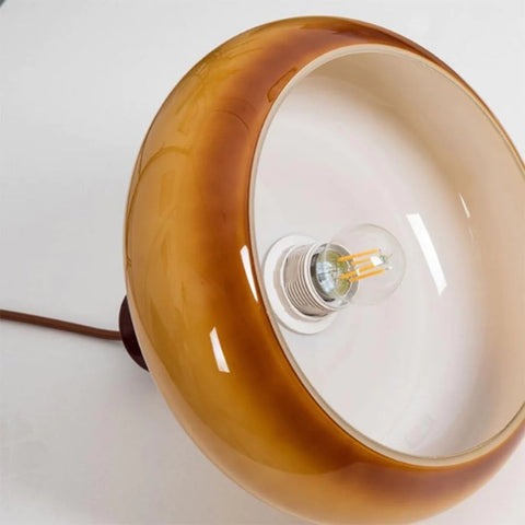 Glass Dome Pendant Light with Wood Accent