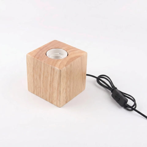 Table Lamp Base in Solid Wood with Exposed Bulb Socket
