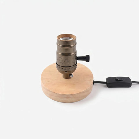 Table Lamp Base in Solid Wood with Exposed Bulb Socket