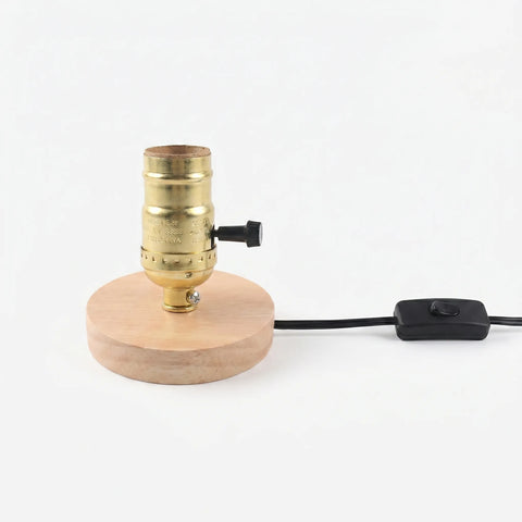 Table Lamp Base in Solid Wood with Exposed Bulb Socket
