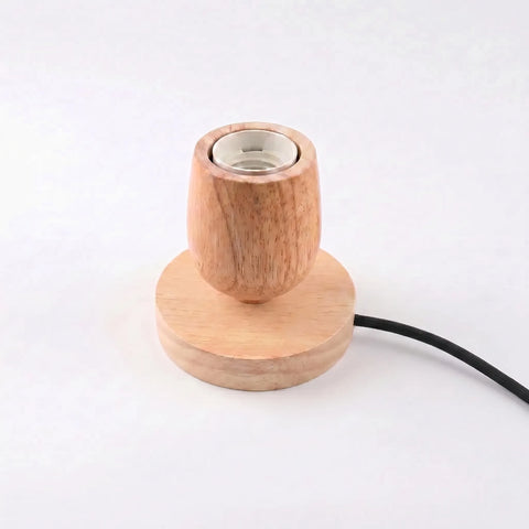 Table Lamp Base in Solid Wood with Exposed Bulb Socket