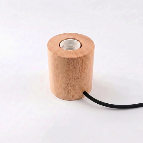 Table Lamp Base in Solid Wood with Exposed Bulb Socket
