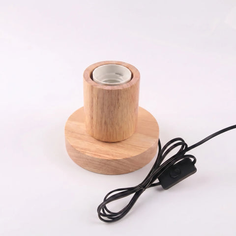 Table Lamp Base in Solid Wood with Exposed Bulb Socket