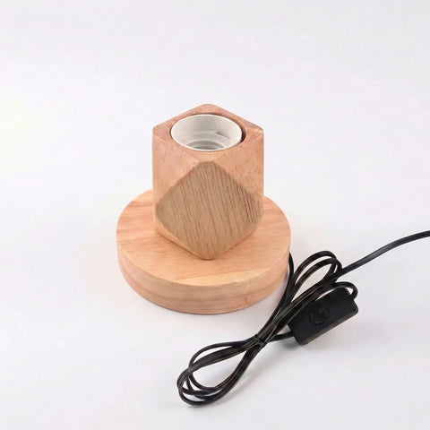 Table Lamp Base in Solid Wood with Exposed Bulb Socket