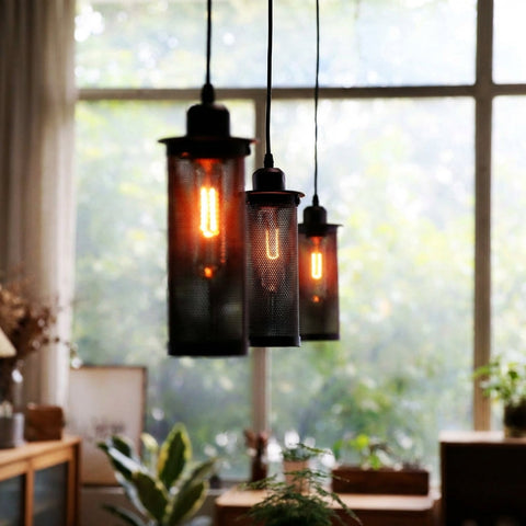 Retro Industrial Pendant Light with Metal and Glass