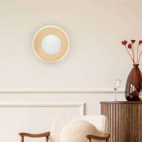 Round Ceramic Wall Sconce with E27 Bulb Socket and Minimalist Design