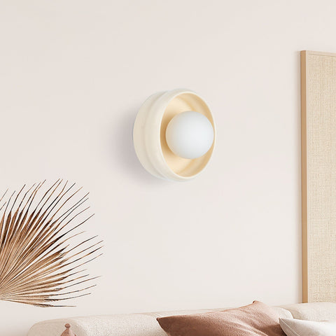 Round Ceramic Wall Sconce with E27 Bulb Socket and Minimalist Design