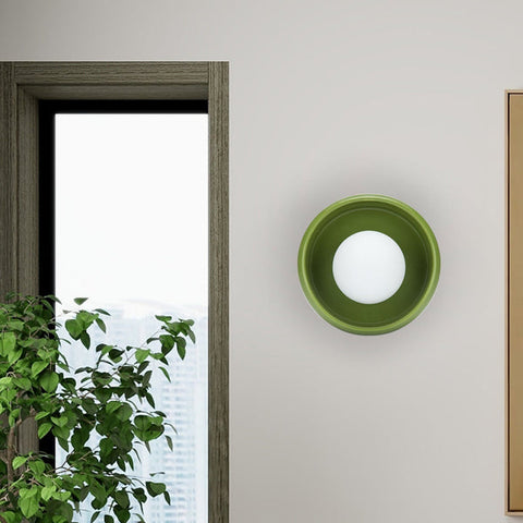 Round Ceramic Wall Sconce with E27 Bulb Socket and Minimalist Design