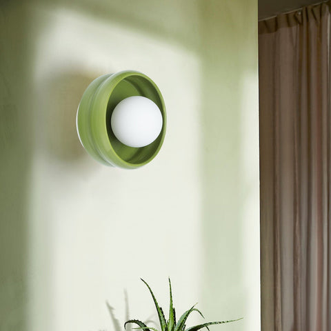 Round Ceramic Wall Sconce with E27 Bulb Socket and Minimalist Design