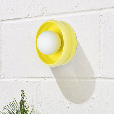 Round Ceramic Wall Sconce with E27 Bulb Socket and Minimalist Design