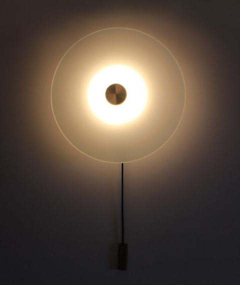 LED Disc Wall Lamp with Frosted Glass Shade and Pull Switch Options