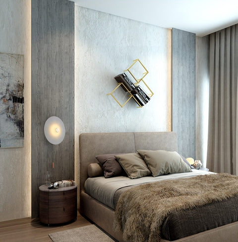LED Disc Wall Lamp with Frosted Glass Shade and Pull Switch Options