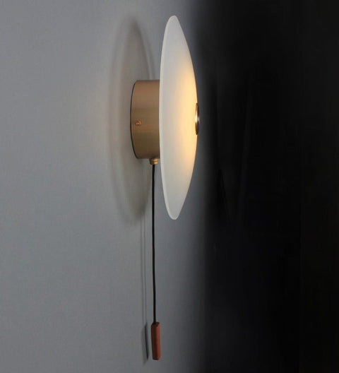 LED Disc Wall Lamp with Frosted Glass Shade and Pull Switch Options