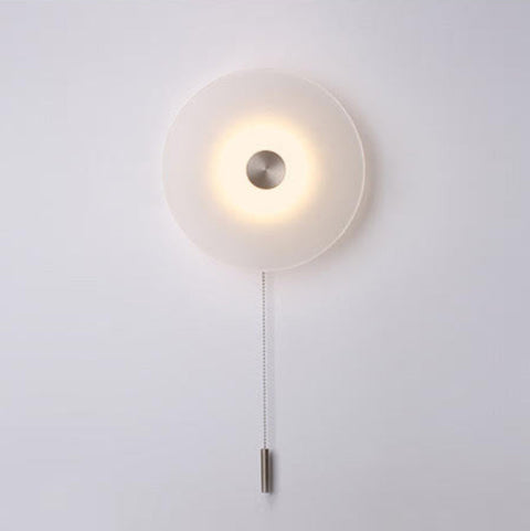 LED Disc Wall Lamp with Frosted Glass Shade and Pull Switch Options