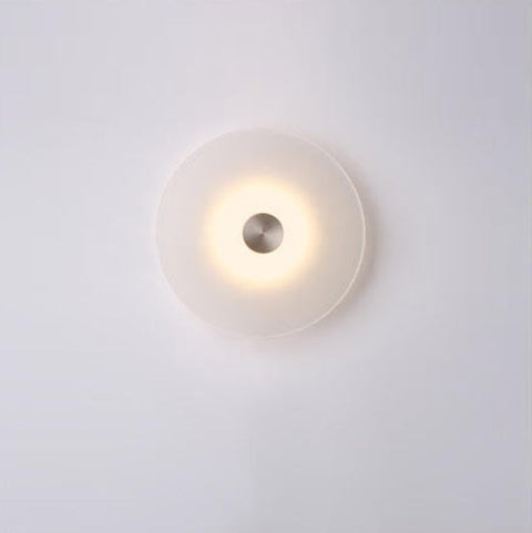 LED Disc Wall Lamp with Frosted Glass Shade and Pull Switch Options