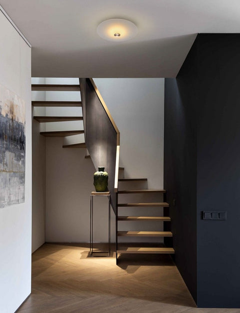 LED Disc Wall Lamp with Frosted Glass Shade and Pull Switch Options