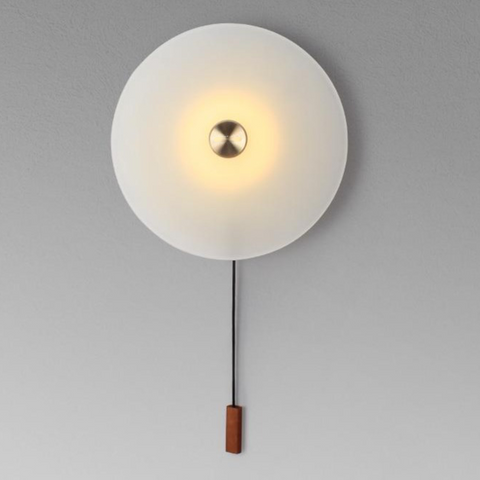 LED Disc Wall Lamp with Frosted Glass Shade and Pull Switch Options