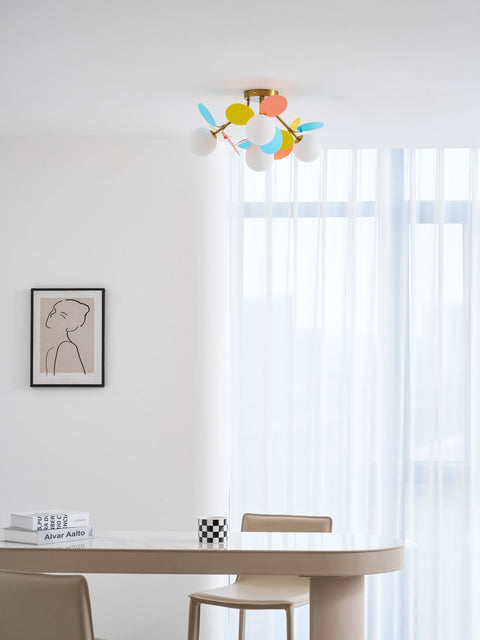 Round Macaron Ceiling Light with Playful Modern Discs