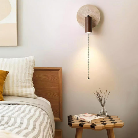 Wall Light with Rotatable Travertine Disc