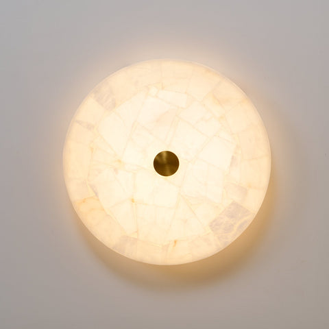 Round Alabaster LED Ceiling Light for Bedrooms and Elegant Dining Rooms