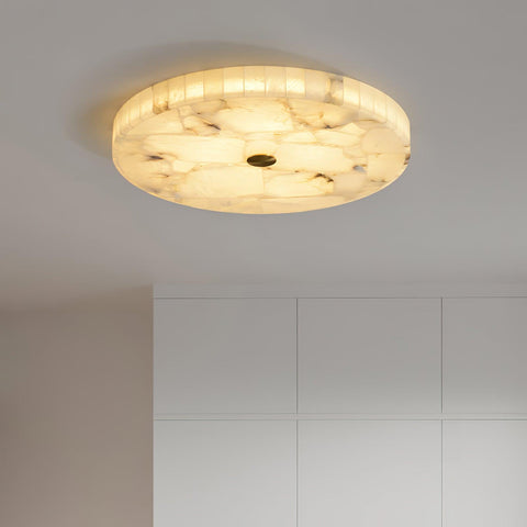 Round Alabaster LED Ceiling Light for Bedrooms and Elegant Dining Rooms