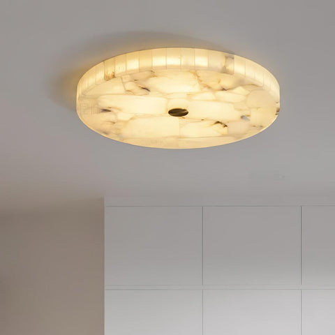 Round Alabaster LED Ceiling Light for Bedrooms and Elegant Dining Rooms