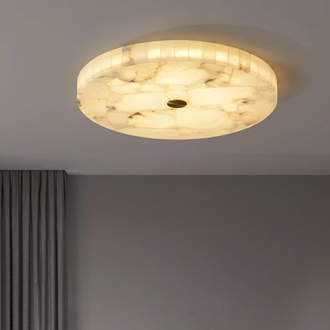 Round Alabaster LED Ceiling Light for Bedrooms and Elegant Dining Rooms