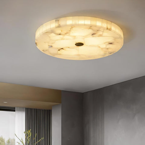Round Alabaster LED Ceiling Light for Bedrooms and Elegant Dining Rooms