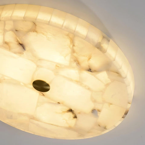 Round Alabaster LED Ceiling Light for Bedrooms and Elegant Dining Rooms