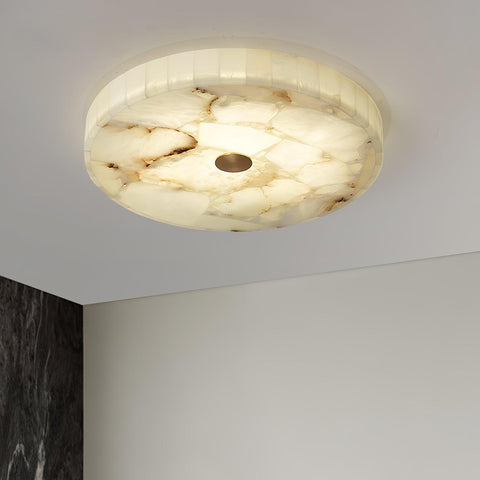 Round Alabaster LED Ceiling Light for Bedrooms and Elegant Dining Rooms