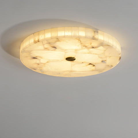 Round Alabaster LED Ceiling Light for Bedrooms and Elegant Dining Rooms