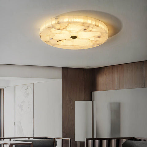 Round Alabaster LED Ceiling Light for Bedrooms and Elegant Dining Rooms