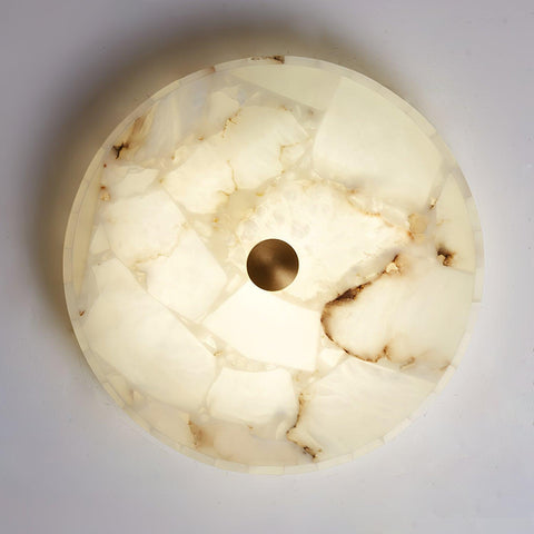 Round Alabaster LED Ceiling Light for Bedrooms and Elegant Dining Rooms