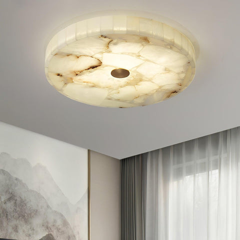 Round Alabaster LED Ceiling Light for Bedrooms and Elegant Dining Rooms