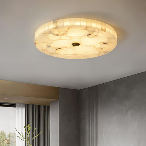 Round Alabaster LED Ceiling Light for Bedrooms and Elegant Dining Rooms