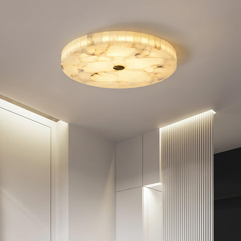 Round Alabaster LED Ceiling Light for Bedrooms and Elegant Dining Rooms