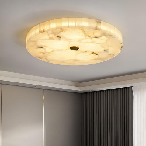 Round Alabaster LED Ceiling Light for Bedrooms and Elegant Dining Rooms