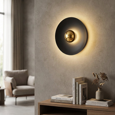 Round Halo LED Wall Sconce with Integrated Lighting for Modern Interior Decor