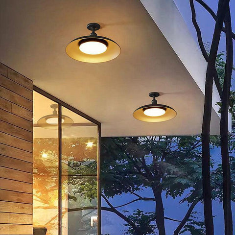 Ceiling Light with Semi-Flush Metal Dome for Outdoor Porches