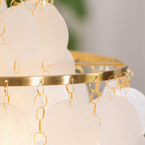 Pendant Light with Layered Natural Shell and Vintage Style