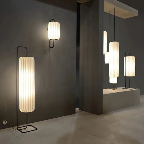 Fabric Lantern Pendant Light with Vertical Lantern Form