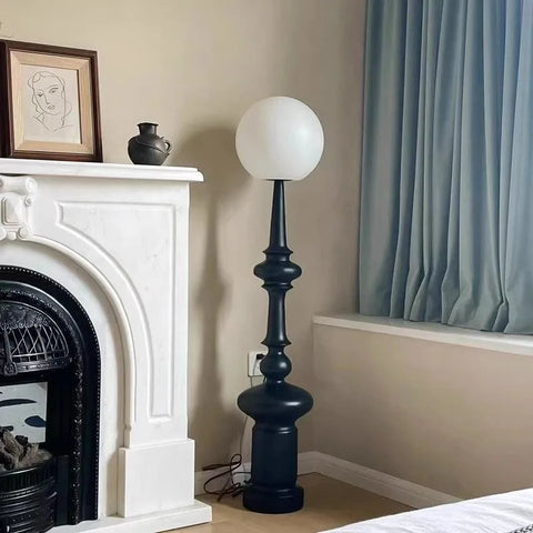 Roman Column Table Lamp with Turned Column Base and Globe