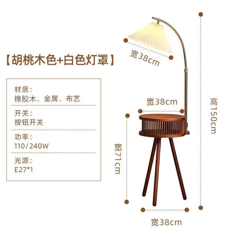 Wooden Floor Lamp with Wooden Tripod Base in Ash Wood and Aluminum