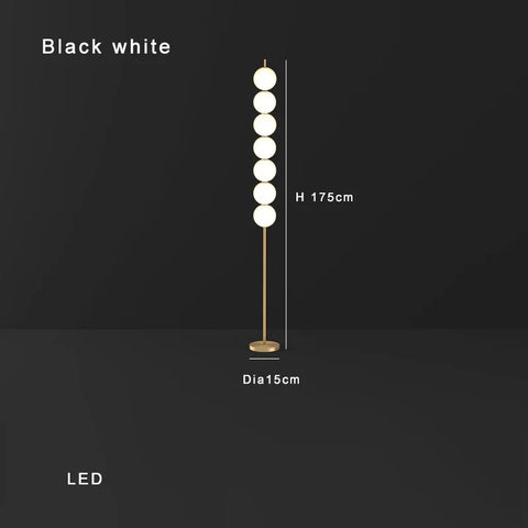 Modern Orb Floor Lamp with Stacked Glowing Orbs in Iron and Glass