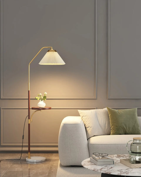 Sculptural LED Floor Lamp with Stacked Ribbed Diffuser