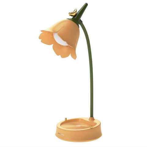Floral LED Desk Lamp with Touch Control, Three Light Settings, Rechargeable Battery and Flexible Stem