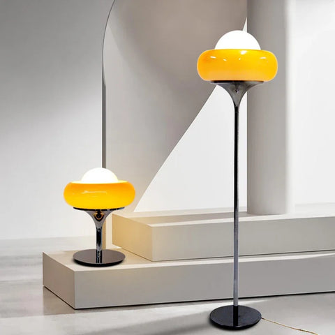 Vintage Loop Table Lamp with Looped Metal Stem and Drum Shade