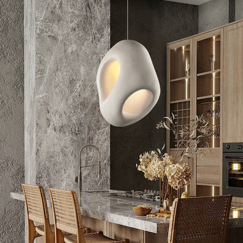 Pendant Light with Sculptural Resin Pebble Form