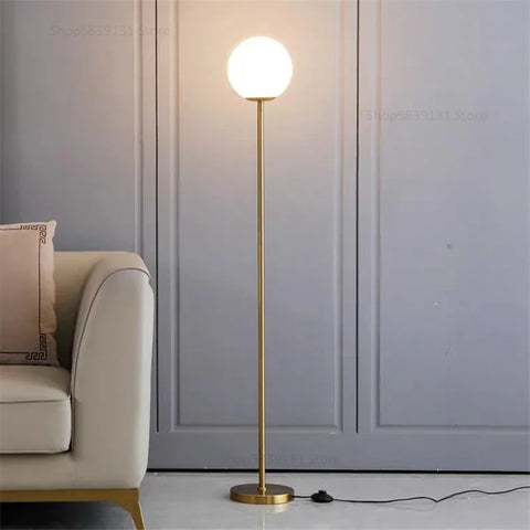 Milky Globe Floor Lamp with Milky Spherical Diffuser